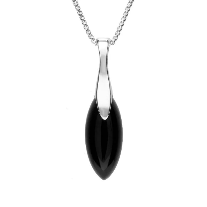 Sterling Silver Whitby Jet Small Tapered Drop Necklace sold by Jura Watches