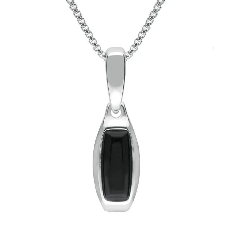 Sterling Silver Whitby Jet Small Curved Oblong Necklace sold by Jura Watches