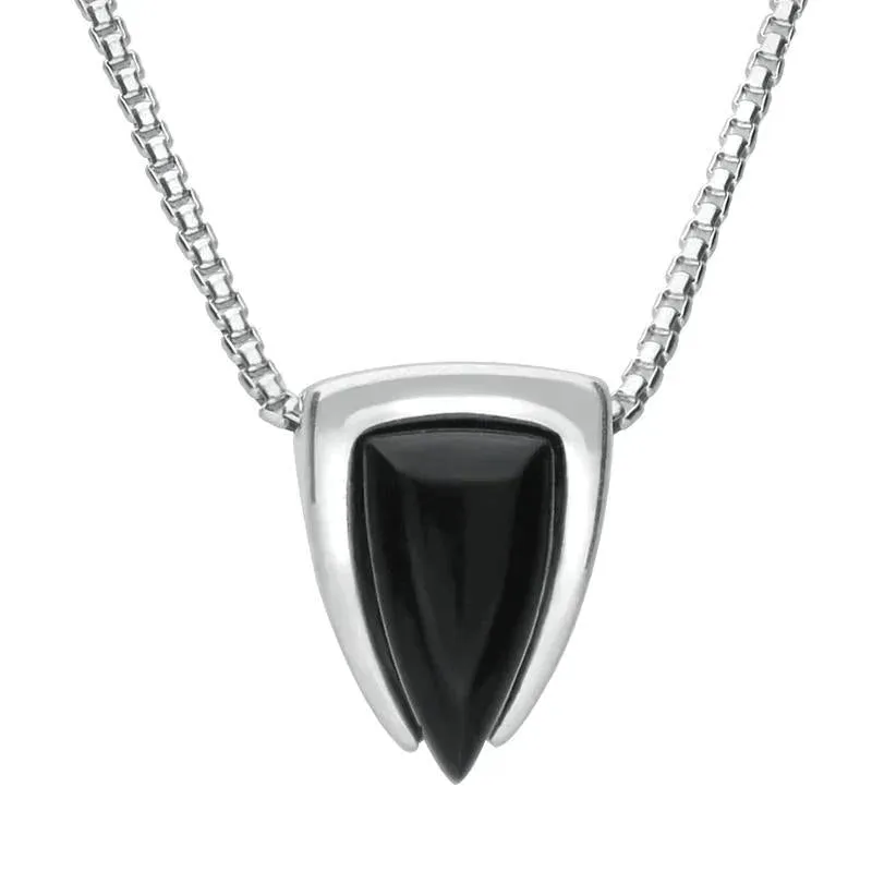 Sterling Silver Whitby Jet Curved Triangle Necklace sold by Jura Watches