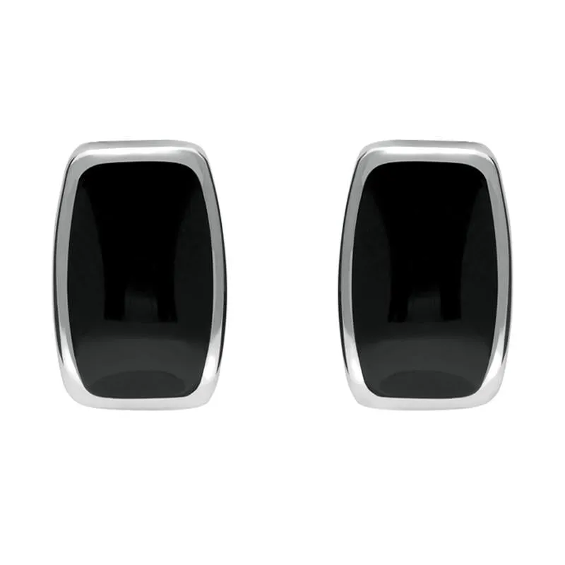 Sterling Silver Whitby Jet Dinky Barrel Stud Earrings sold by Jura Watches