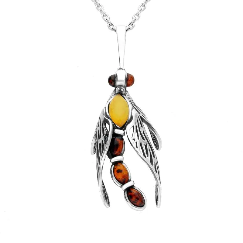 Sterling Silver Amber Small Dragonfly Necklace sold by Jura Watches