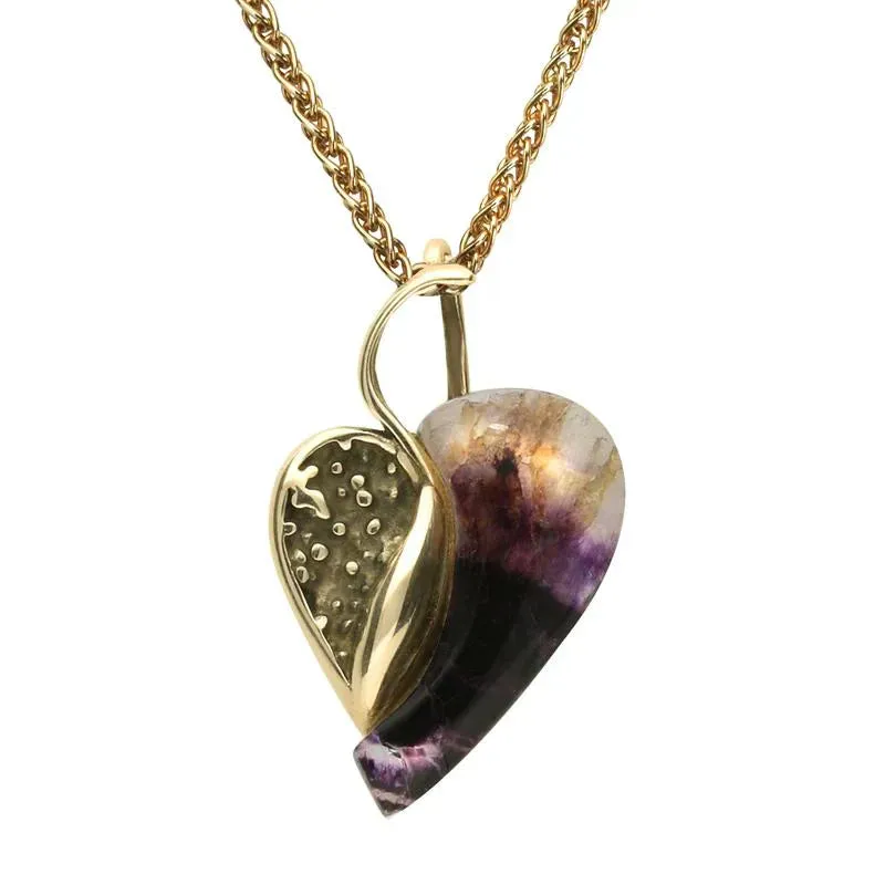 9ct Yellow Gold Blue John Small Heart Swirl Necklace sold by Jura Watches