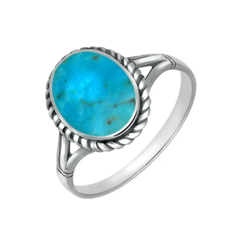 Sterling Silver Turquoise Rope Edge Ring sold by Jura Watches