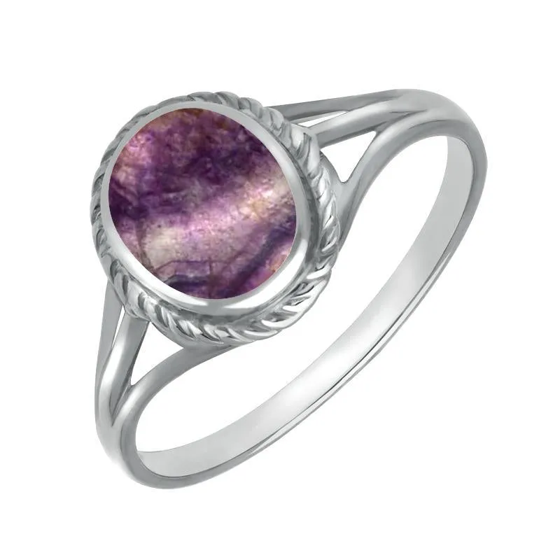 Sterling Silver Blue John Rope Edge Ring sold by Jura Watches