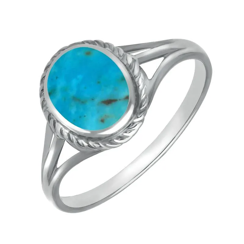Sterling Silver Turquoise Rope Edge Ring sold by Jura Watches