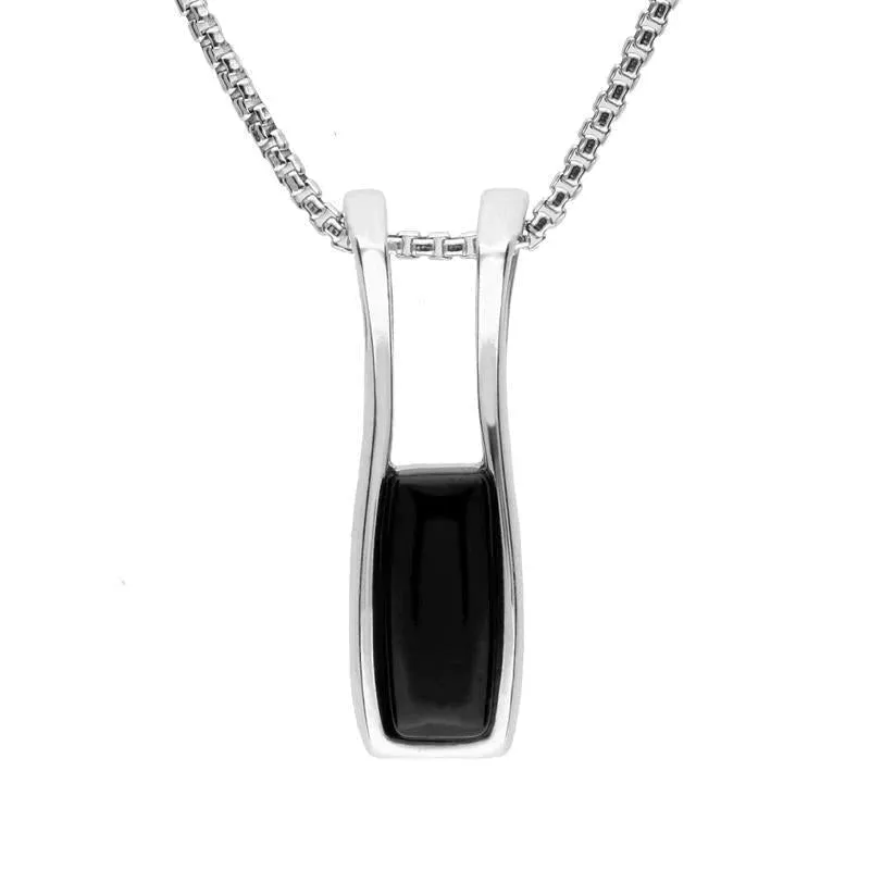 Sterling Silver Whitby Jet Oblong Channel Set Necklace sold by Jura Watches