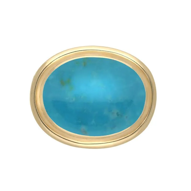 9ct Yellow Gold Turquoise Classic Framed Oval Brooch sold by Jura Watches