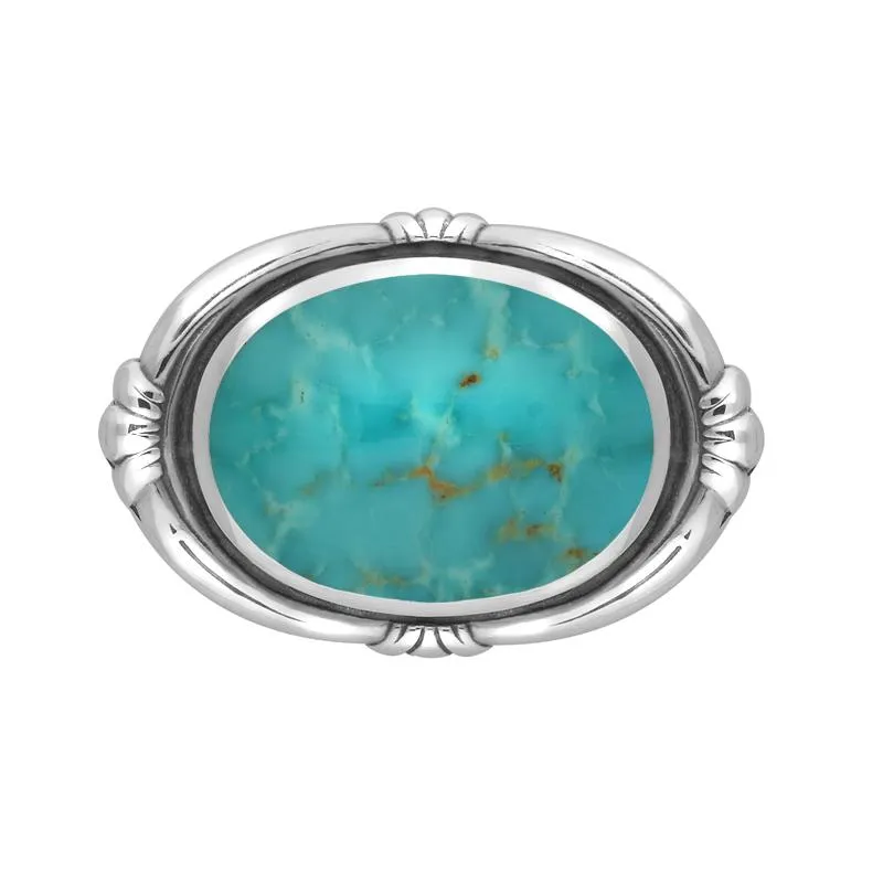 Sterling Silver Turquoise Oval Fleur Brooch sold by Jura Watches