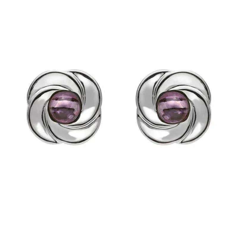 Sterling Silver Blue John Round Swirl Stud Earrings sold by Jura Watches