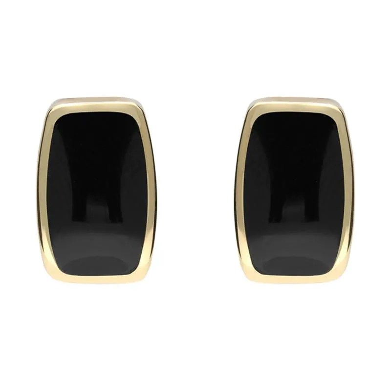 9ct yellow Gold Whitby Jet Dinky Barrel Stud Earrings sold by Jura Watches