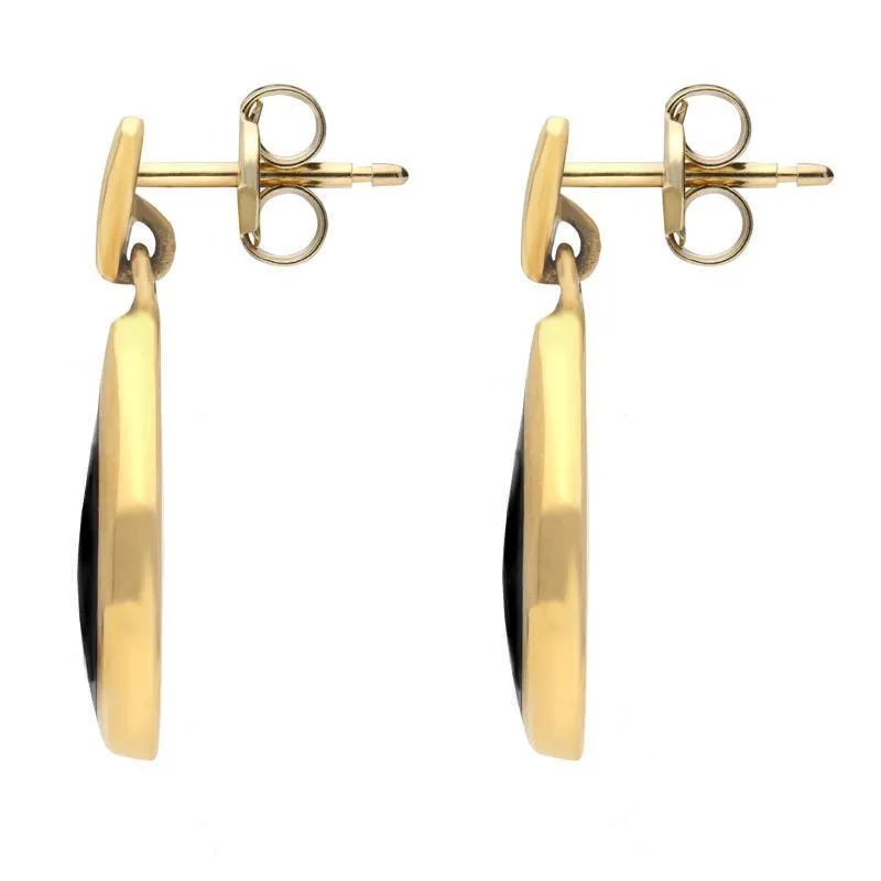 18ct Yellow Gold Whitby Jet Diamond Pointed Pear Drop Earrings sold by Jura Watches product image thumbnail 2