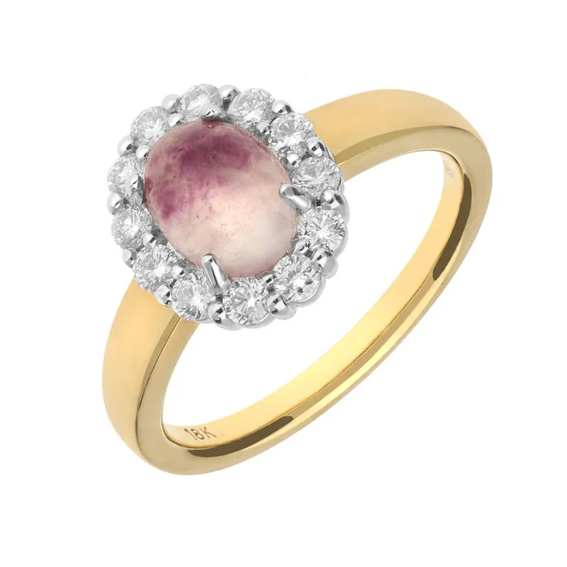 18ct Yellow Gold Blue John 0.41ct Diamond Oval Claw Cluster Ring sold by Jura Watches