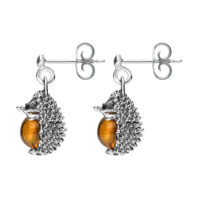 Sterling Silver Amber Tiny Hedgehog Drop Earrings sold by Jura Watches product image thumbnail 2