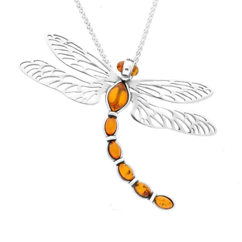 Sterling Silver Amber Dragonfly Necklace sold by Jura Watches