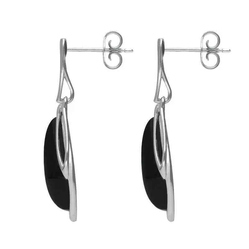 Sterling Silver Whitby Jet Open Marquise Drop Earrings sold by Jura Watches product image thumbnail 2