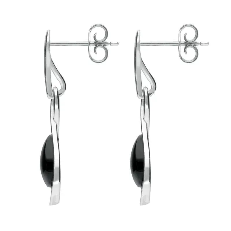 Sterling Silver Whitby Jet Open Pear Twist Drop Earrings sold by Jura Watches product image thumbnail 2