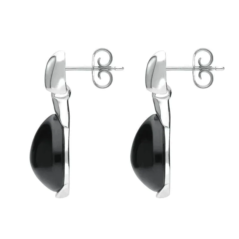 Sterling Silver Whitby Jet Hinge Top Pear Drop Earrings sold by Jura Watches product image thumbnail 2