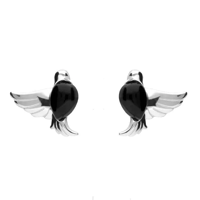 Sterling Silver Whitby Jet Bird Stud Earrings sold by Jura Watches
