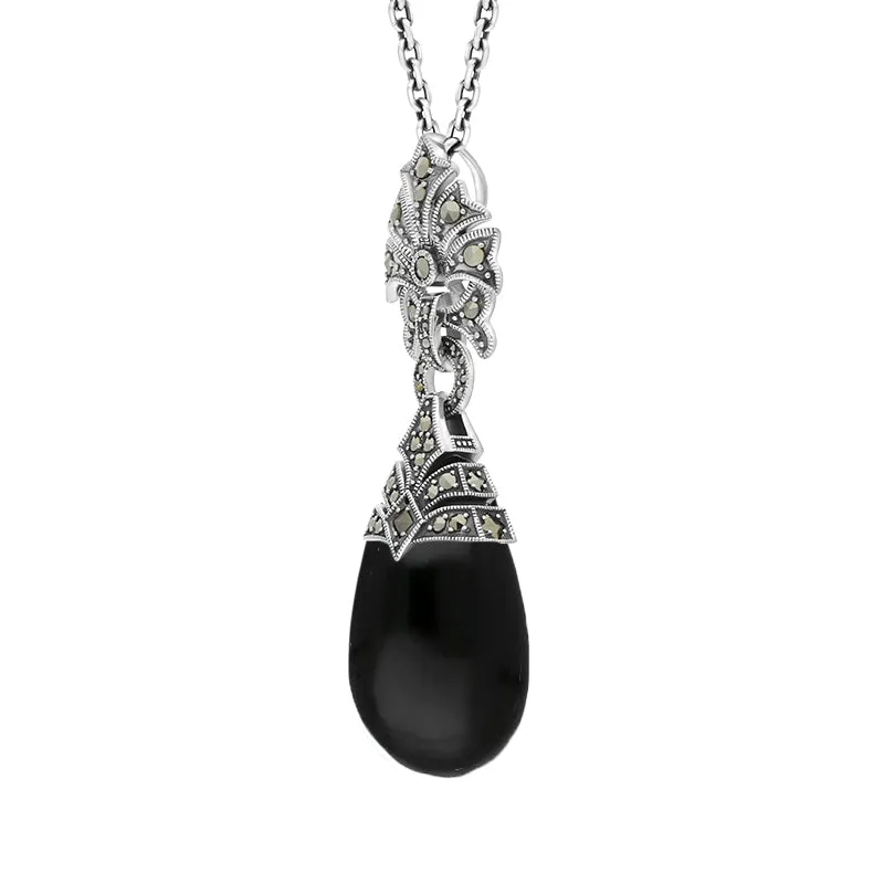 Sterling Silver Whitby Jet Marcasite Fancy Large Necklace sold by Jura Watches product image thumbnail 2