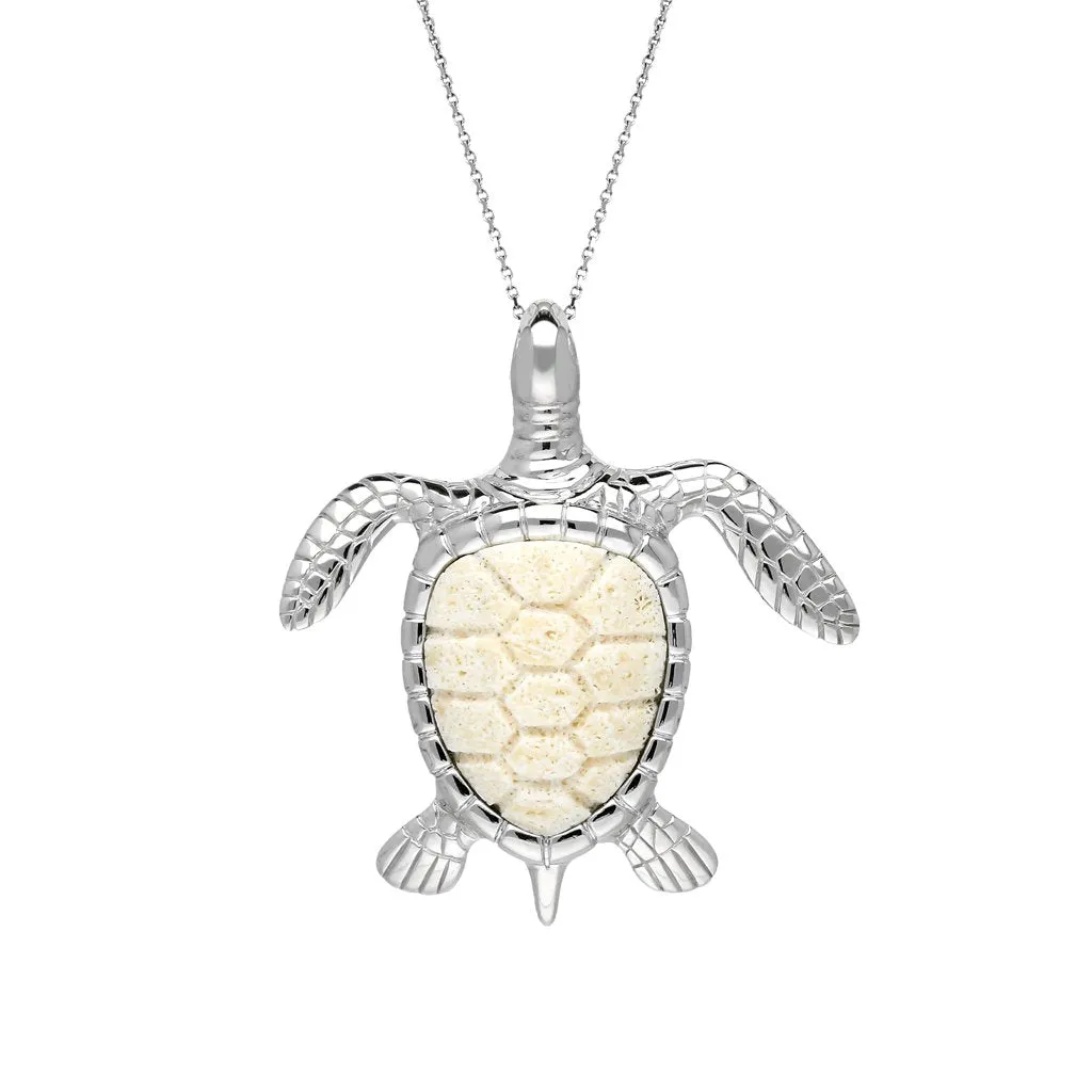 Sterling Silver Coquina Large Single Stone Turtle Necklace sold by Jura Watches