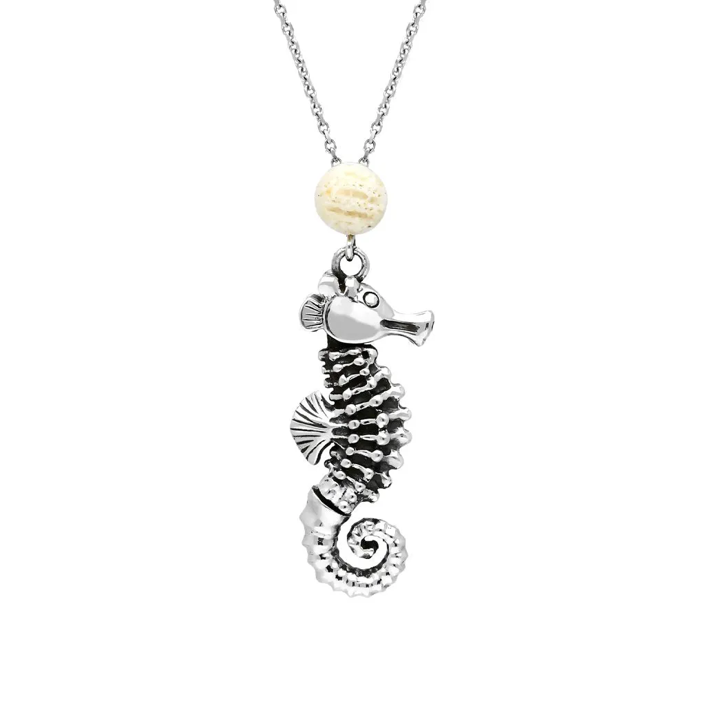 Sterling Silver Coquina Small Seahorse Stone Top Necklace sold by Jura Watches