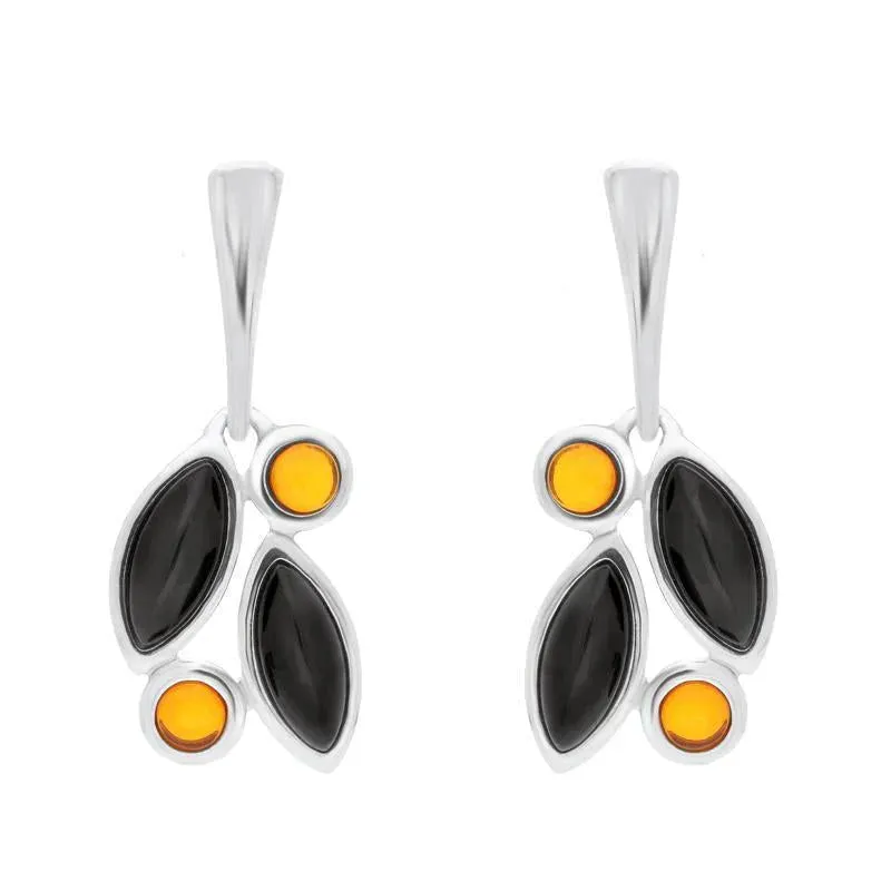 Sterling Silver Whitby Jet Amber Four Stone Leaf Drop Two Piece Set sold by Jura Watches product image thumbnail 3