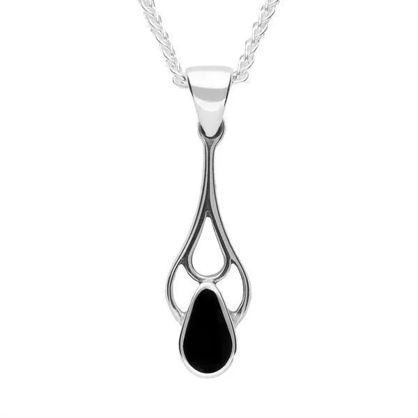 Sterling Silver Whitby Jet Pear Shaped Spoon Necklace and Earring Set sold by Jura Watches product image thumbnail 2