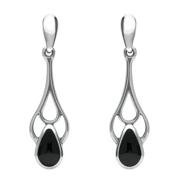 Sterling Silver Whitby Jet Pear Shaped Spoon Necklace and Earring Set sold by Jura Watches product image thumbnail 3