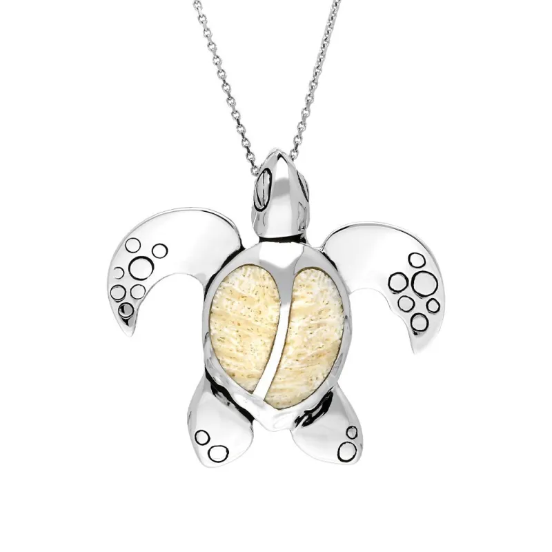Sterling Silver Coquina Large Two Stone Turtle Necklace sold by Jura Watches