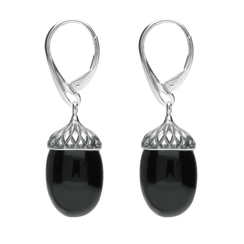 Sterling Silver Whitby Jet Acorn Drop Earrings sold by Jura Watches product image thumbnail 2