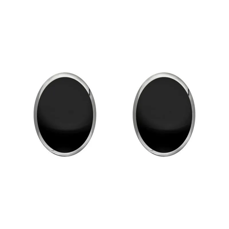 Sterling Silver Whitby Jet 7mm x 5mm Classic Small Oval Stud Earrings sold by Jura Watches