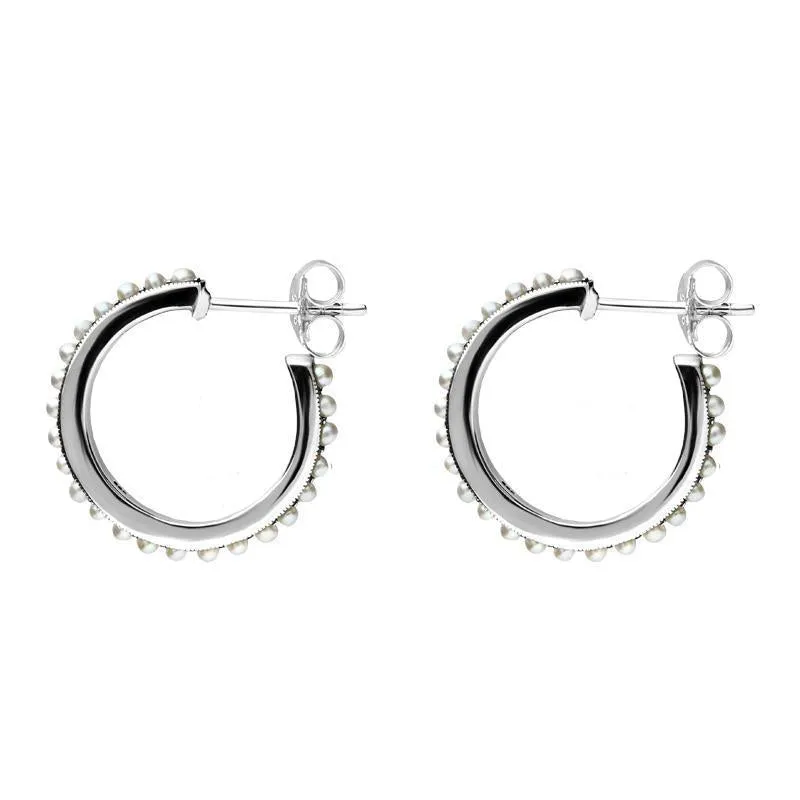 Sterling Silver Pearl Hoop Earrings sold by Jura Watches product image thumbnail 2