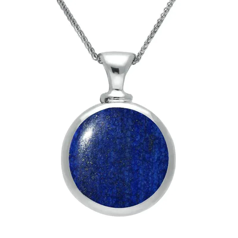 Sterling Silver Lapis Lazuli Double Sided Round Dinky Fob Necklace sold by Jura Watches