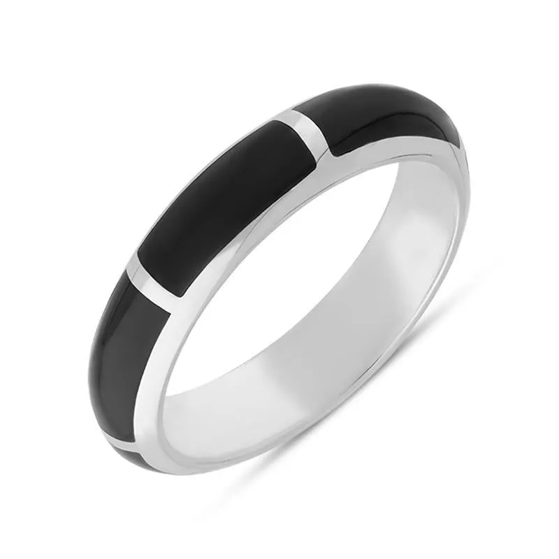 9ct White Gold Whitby Jet 6mm Gap Wedding Band Ring sold by Jura Watches