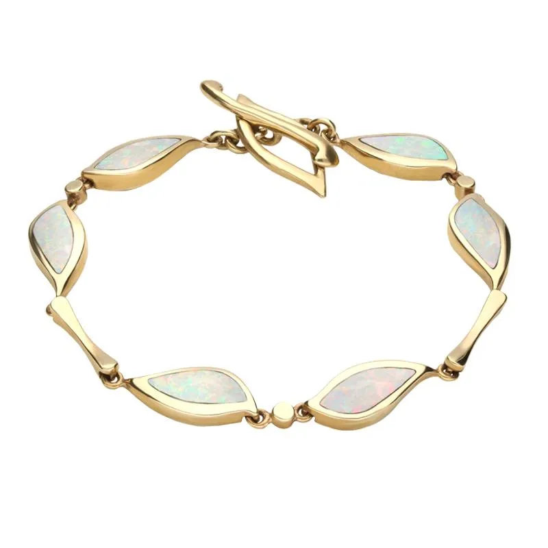 9ct Yellow Gold Opal Six Stone Leaf Bracelet sold by Jura Watches