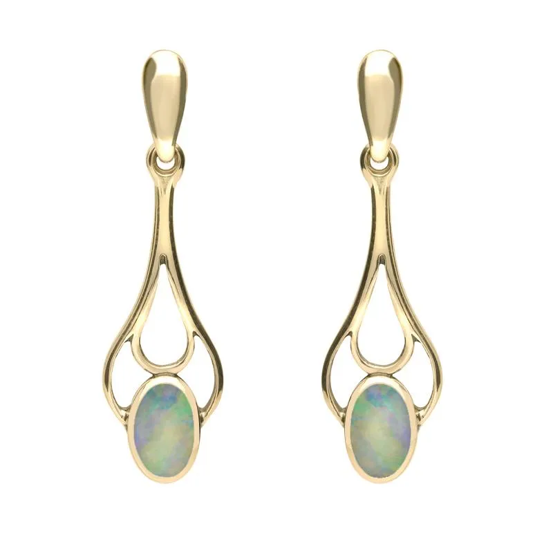 9ct Yellow Gold Opal Spoon Drop Earrings sold by Jura Watches
