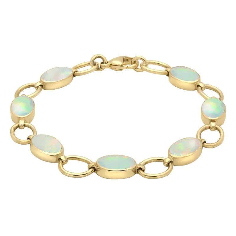 9ct Yellow Gold Opal Seven Oval Stone Bracelet sold by Jura Watches