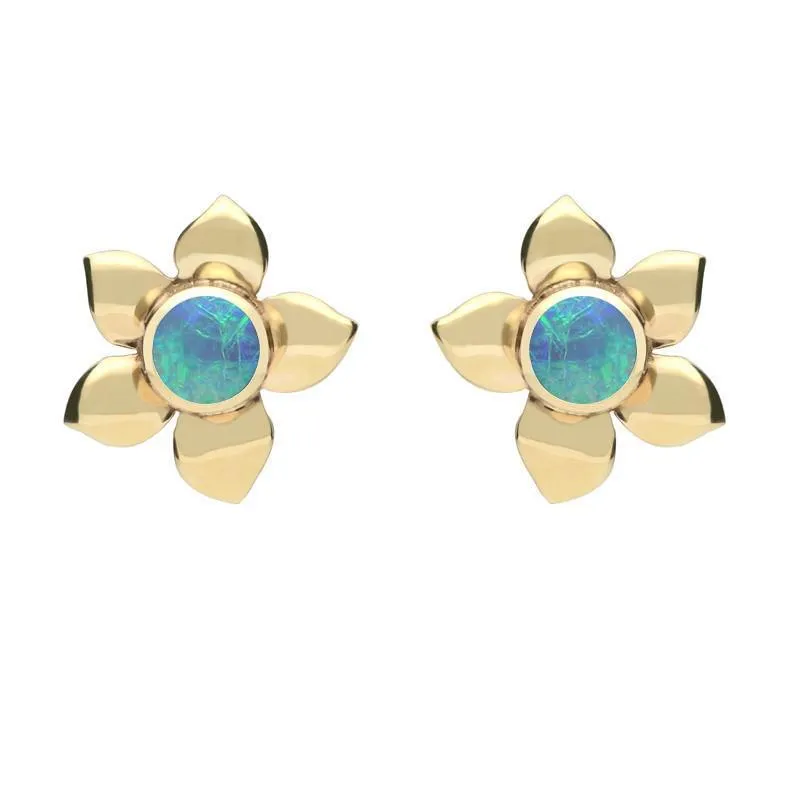9ct Yellow Gold Opal Petal Stud Earrings sold by Jura Watches