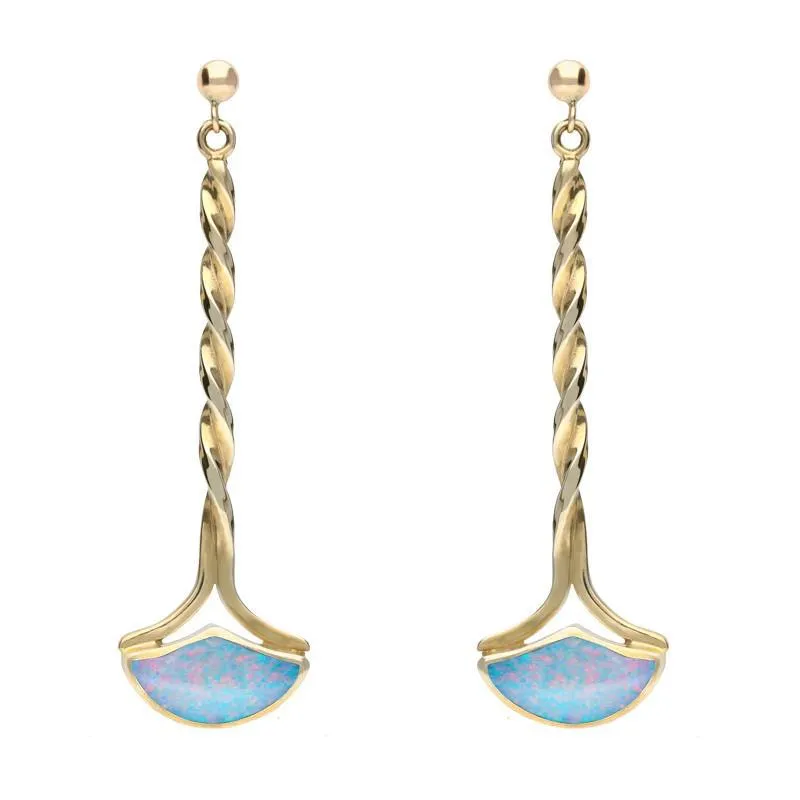 9ct Yellow Gold Opal Drop Twist Fan Earrings sold by Jura Watches