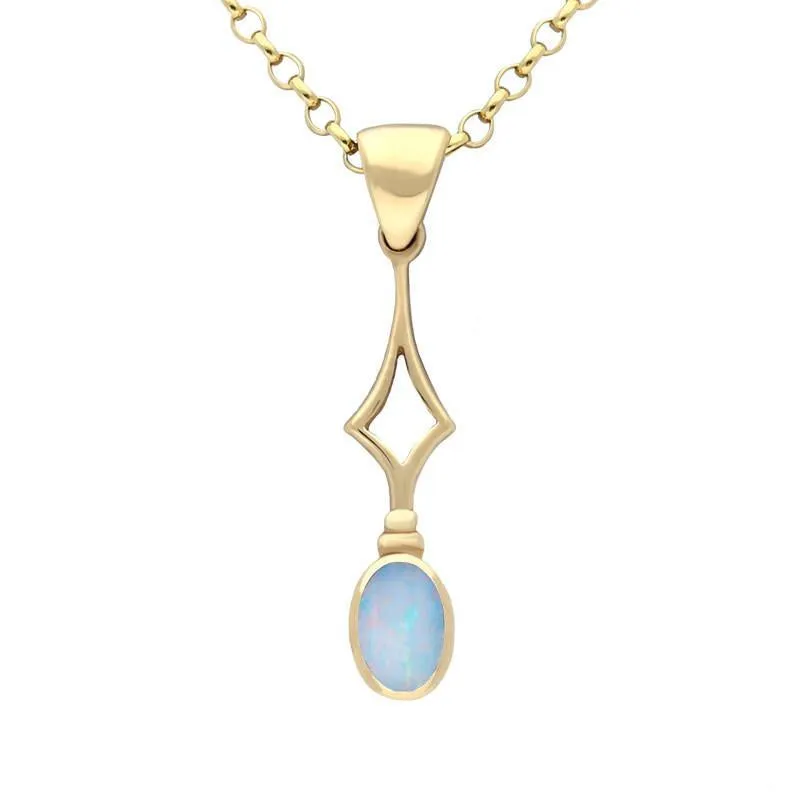 9ct Yellow Gold Opal Pierced Diamond Oval Necklace sold by Jura Watches