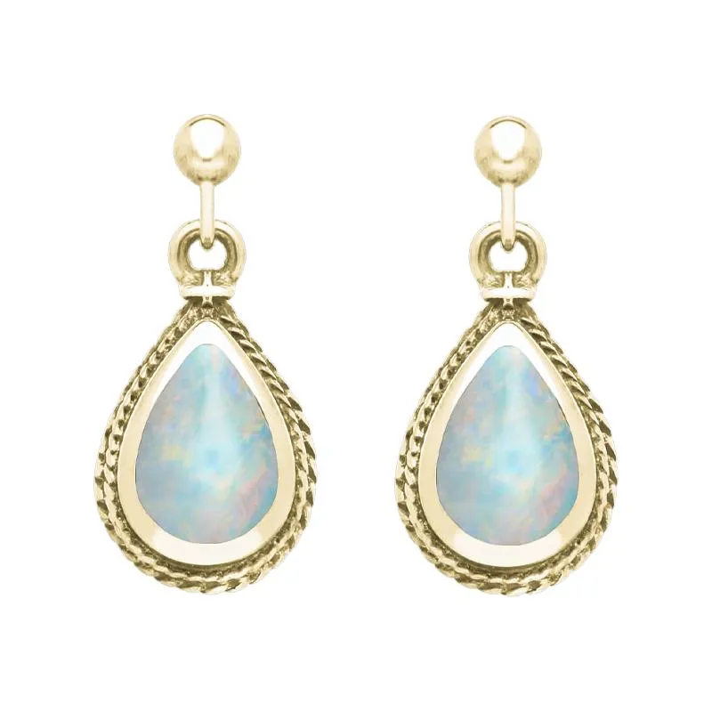 9ct Yellow Gold Opal Pear Shaped Drop Earrings sold by Jura Watches