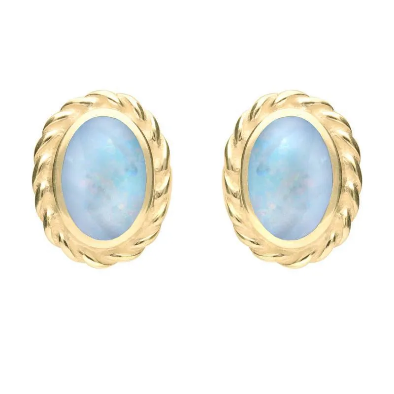 9ct Yellow Gold Opal Rope Edge Earrings sold by Jura Watches