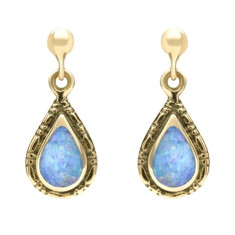 9ct Yellow Gold Opal Small Pear Bead Drop Earrings sold by Jura Watches
