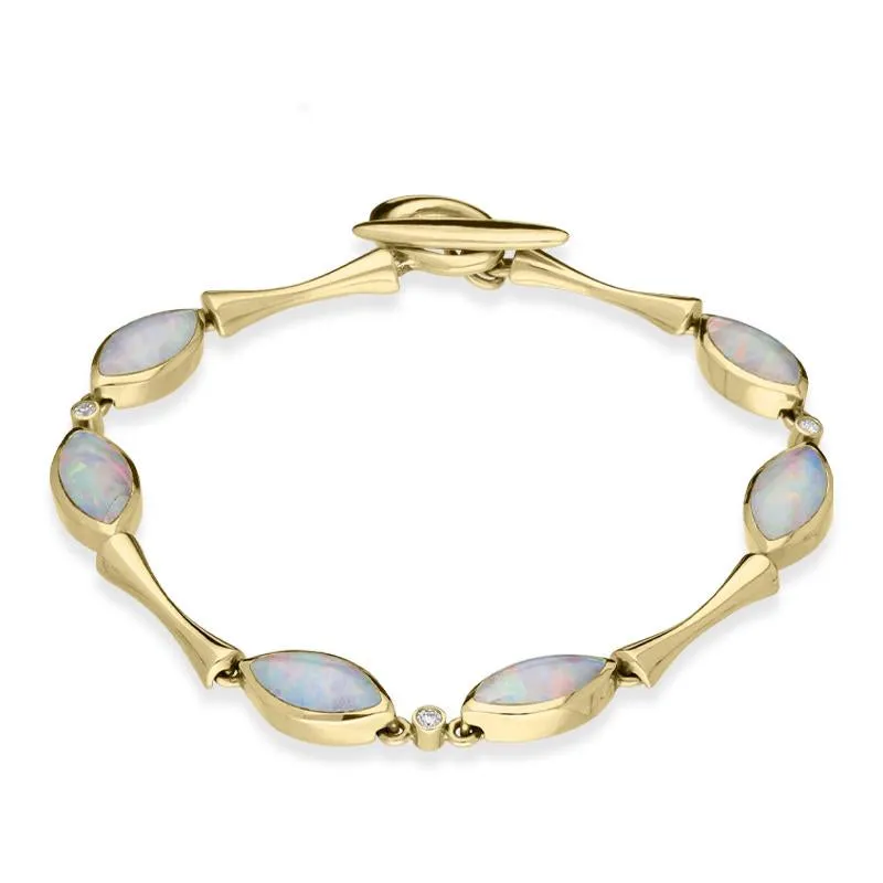 18ct Yellow Gold Opal Diamond Marquise Link Bracelet sold by Jura Watches