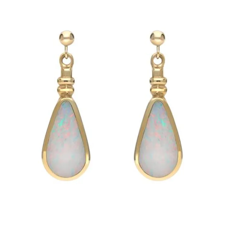 9ct Yellow Gold Opal Bottle Top Pear Drop Earrings sold by Jura Watches