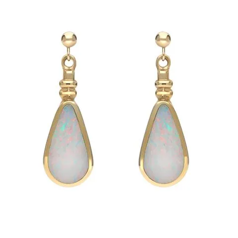 9ct Yellow Gold Opal Bottle Top Pear Drop Earrings sold by Jura Watches