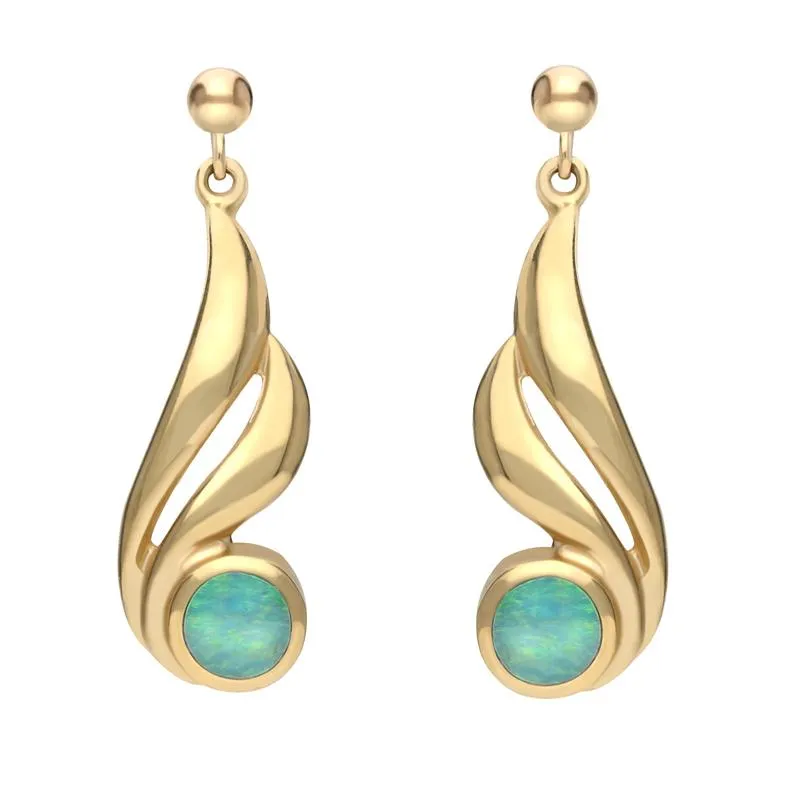 9ct Yellow Gold Opal Double Twist Drop Earrings sold by Jura Watches