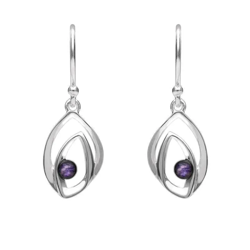 Sterling Silver Blue John Abstract Flame Drop Earrings sold by Jura Watches