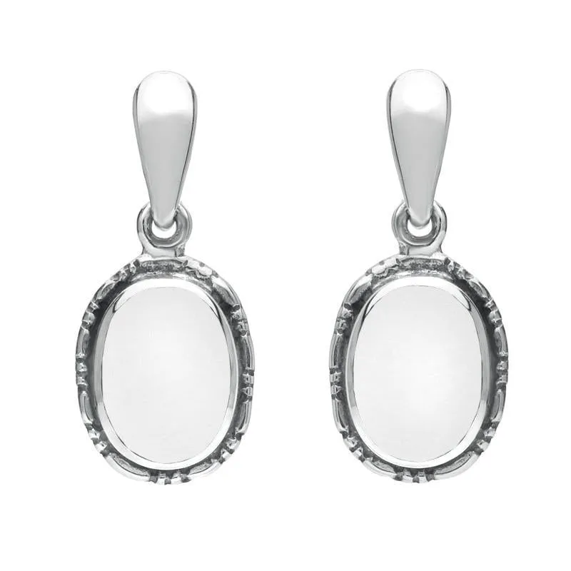 Sterling Silver Bauxite Oval Rope Edge Drop Earrings sold by Jura Watches