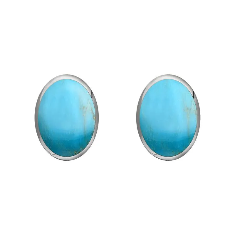 Sterling Silver Turquoise 7mm x 5mm Classic Small Oval Stud Earrings sold by Jura Watches